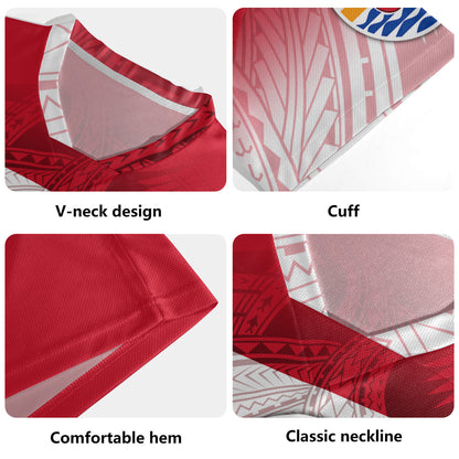 Tahiti Flag Color With Traditional Patterns Men's All Over Printing Rugby Jersey