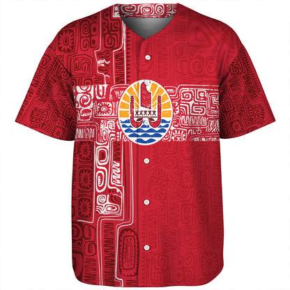 French Polynesia Baseball Shirt Tribal Pattern Tahiti Vintage Style