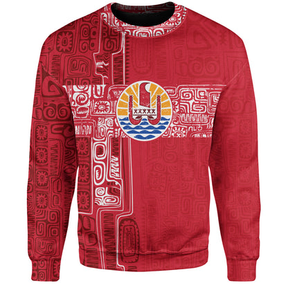 French Polynesia Sweatshirt Tribal Pattern Tahiti Vintage Style