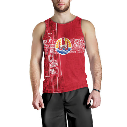 French Polynesia Tank Top Tribal Pattern Tahiti Vintage Style