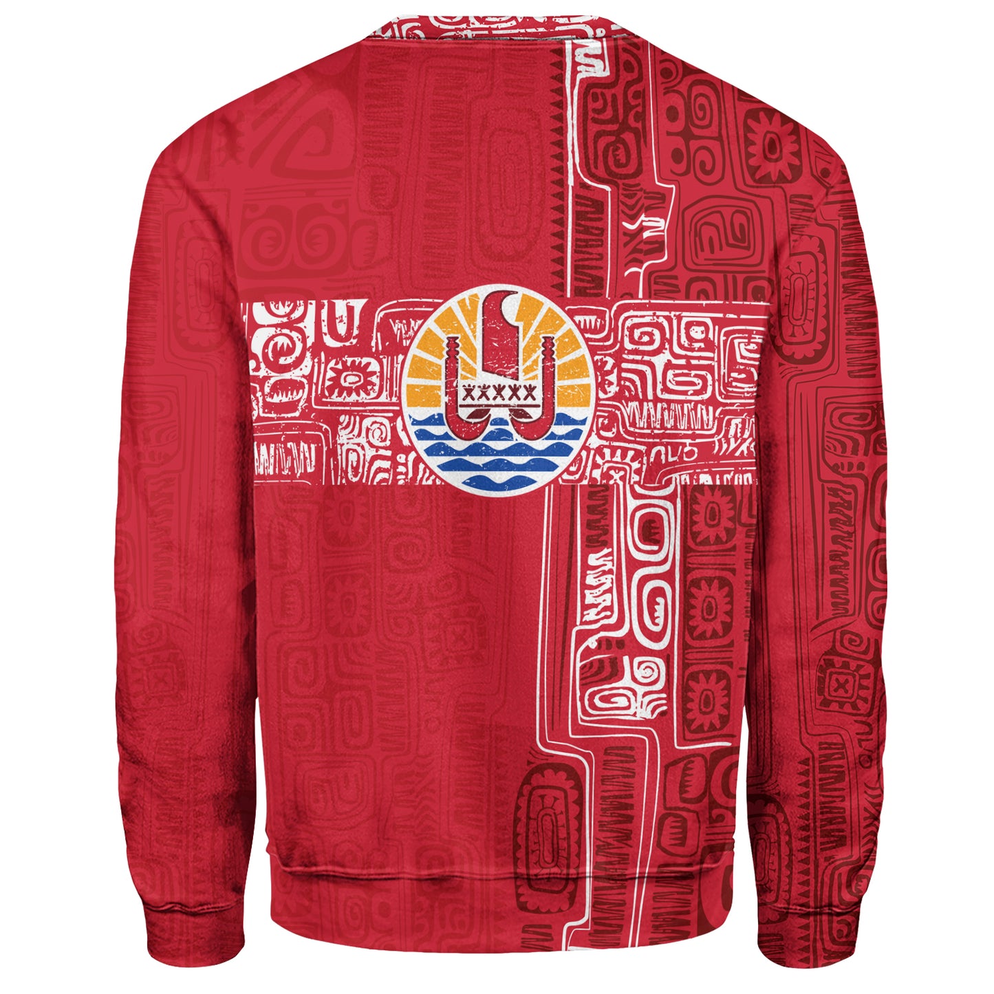 French Polynesia Sweatshirt Tribal Pattern Tahiti Vintage Style