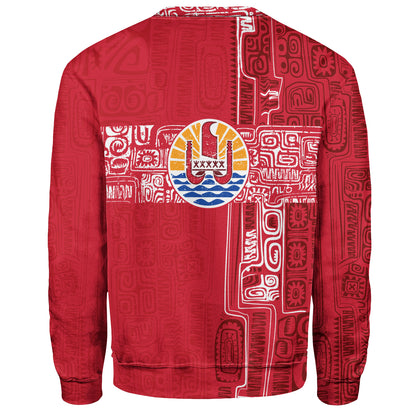 French Polynesia Sweatshirt Tribal Pattern Tahiti Vintage Style