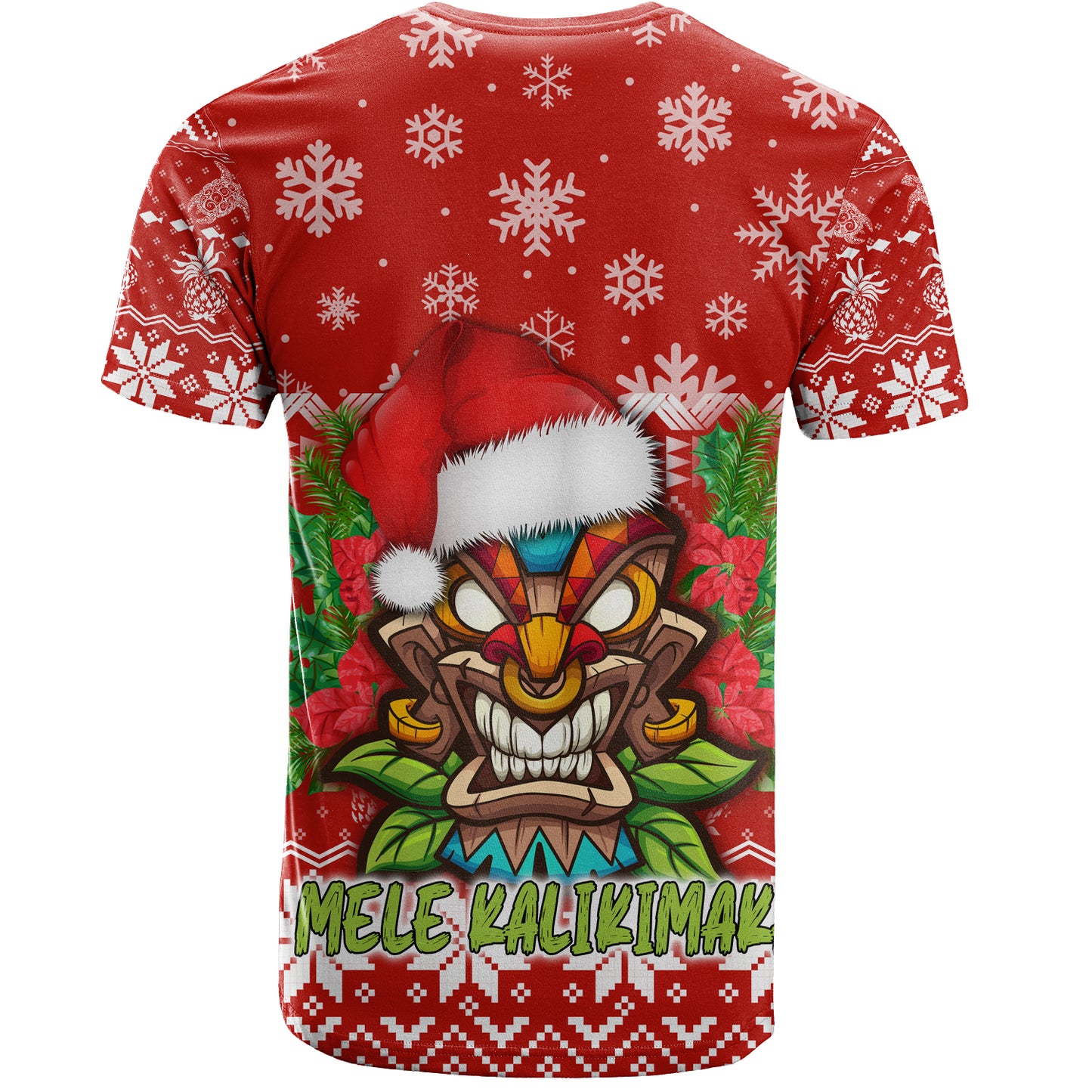 Hawaii T-Shirt Christmas Tiki Polynesian Pattern