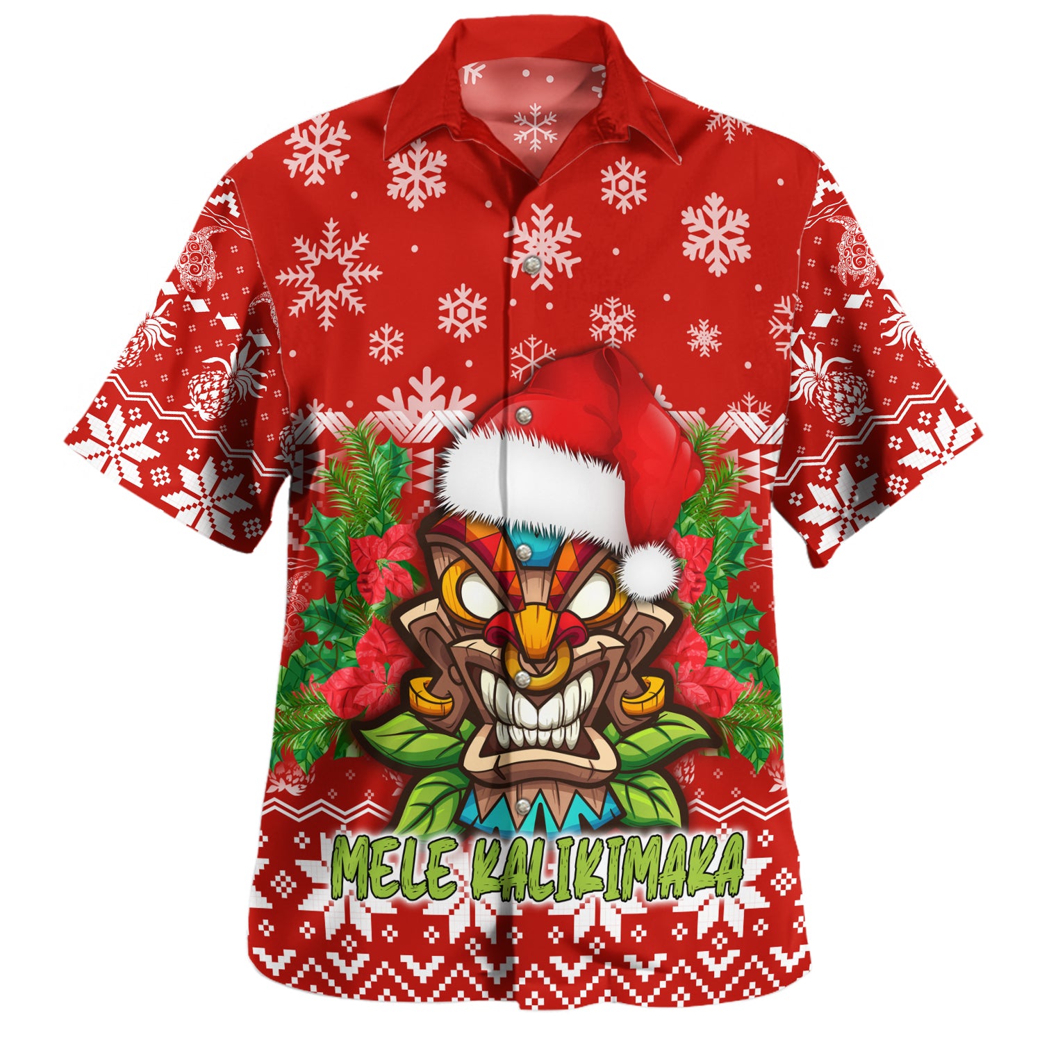 Hawaii Hawaiian Shirt Christmas Tiki Polynesian Pattern