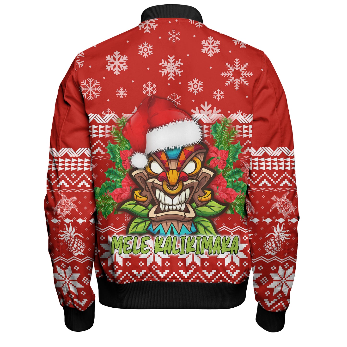 Hawaii Bomber Jacket Christmas Tiki Polynesian Pattern