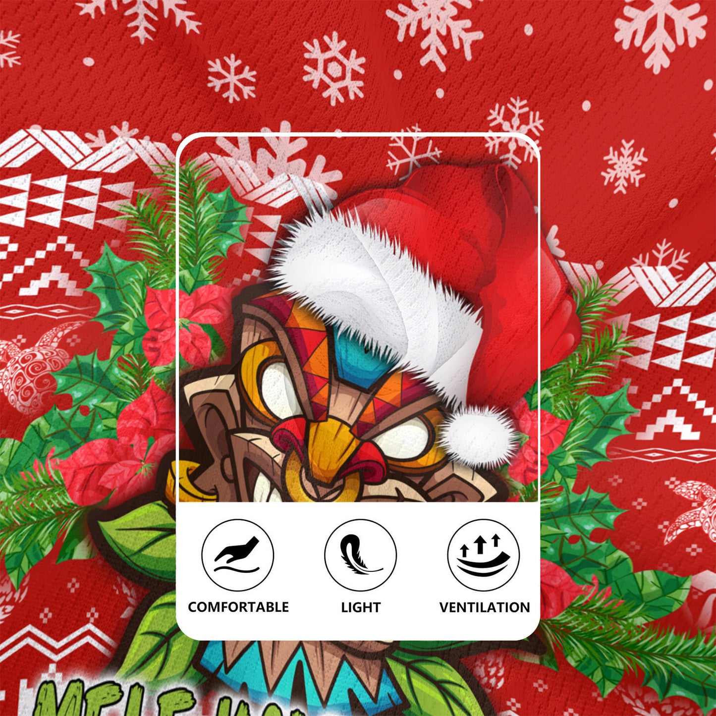 Hawaii Rugby Jersey Christmas Tiki Polynesian Pattern
