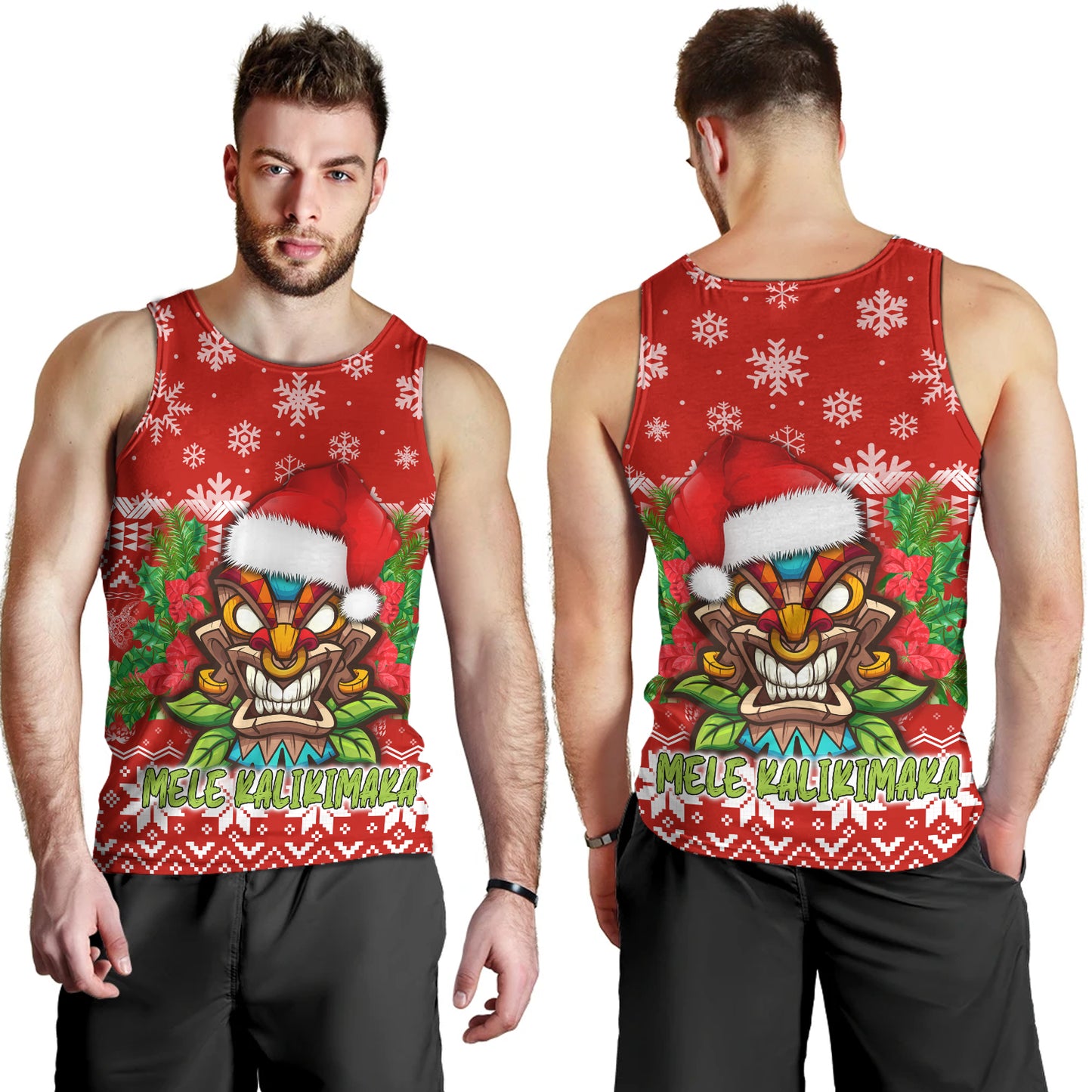 Hawaii Tank Top Christmas Tiki Polynesian Pattern