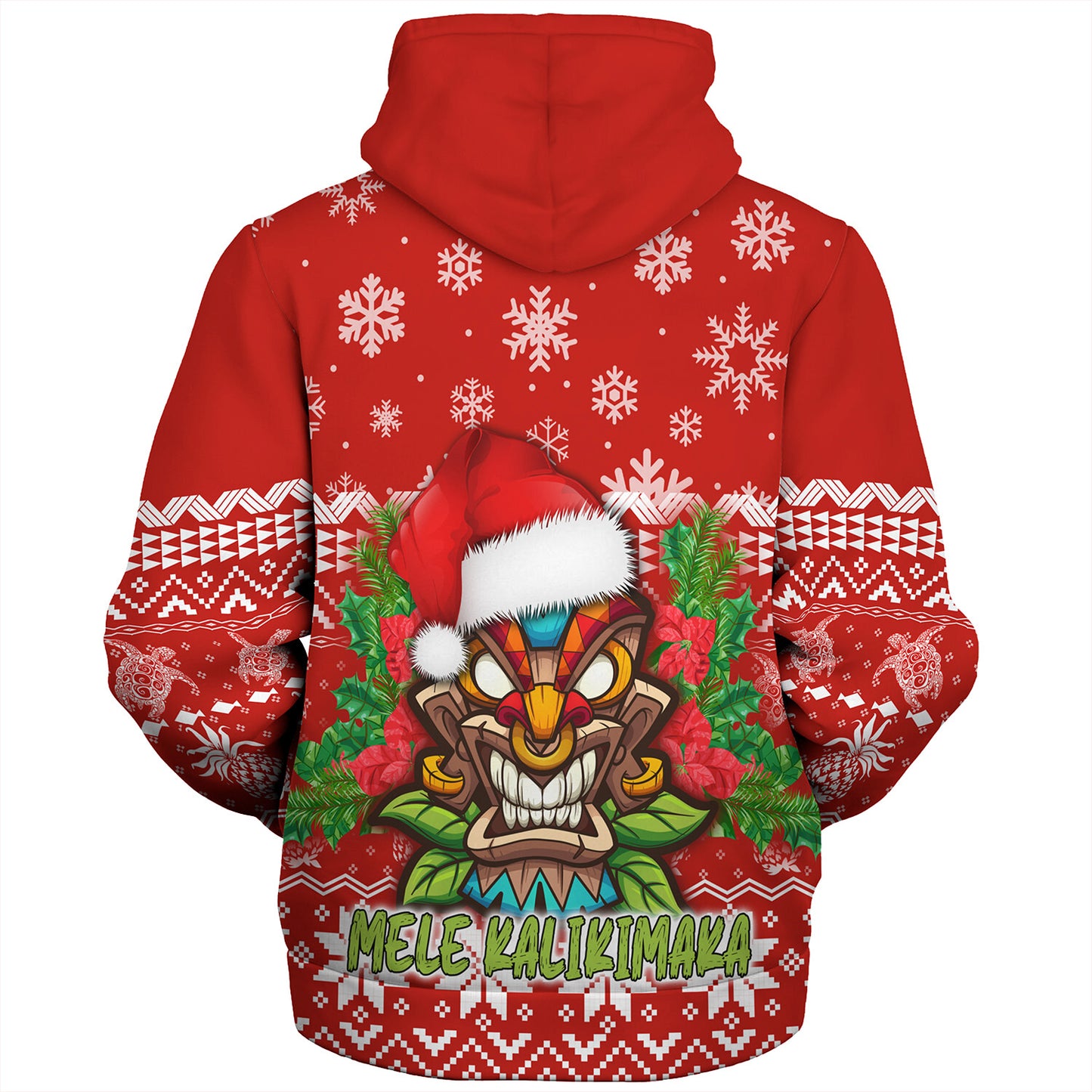Hawaii Sherpa Hoodie Christmas Tiki Polynesian Pattern