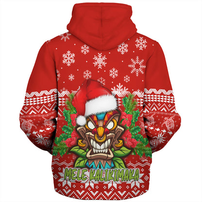 Hawaii Sherpa Hoodie Christmas Tiki Polynesian Pattern