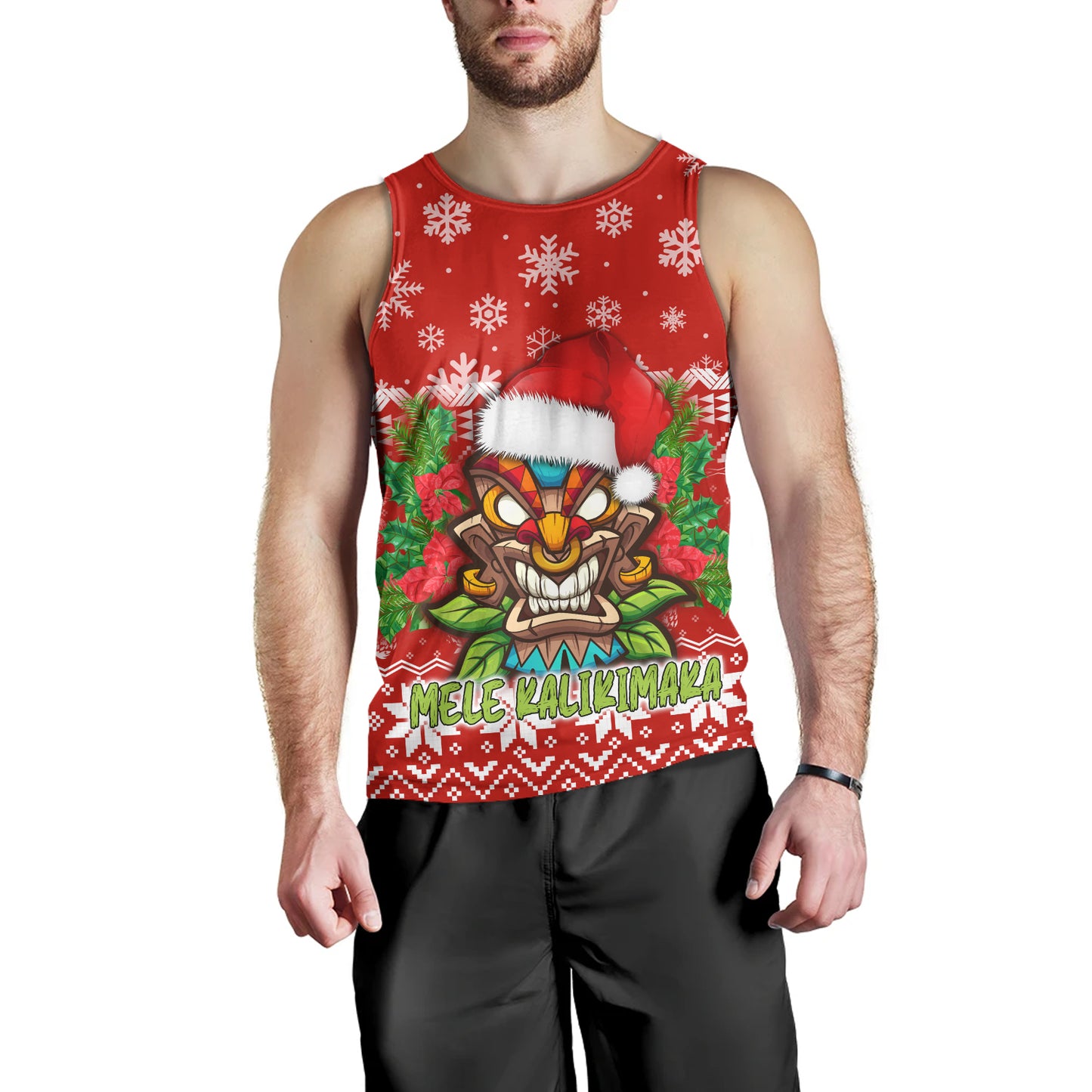 Hawaii Tank Top Christmas Tiki Polynesian Pattern