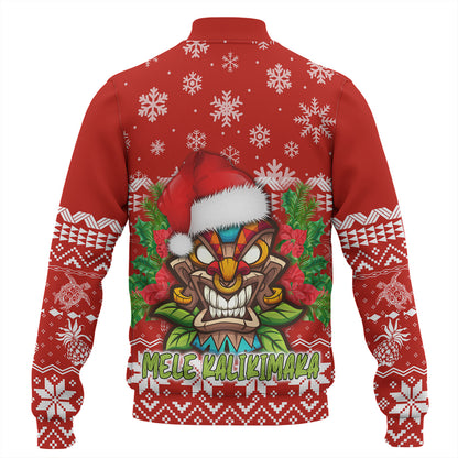 Hawaii Baseball Jacket Christmas Tiki Polynesian Pattern