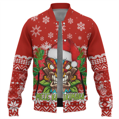 Hawaii Baseball Jacket Christmas Tiki Polynesian Pattern