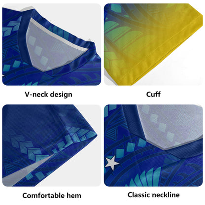 Tokelau Flag Color With Traditional Patterns Men's All Over Printing Rugby Jersey
