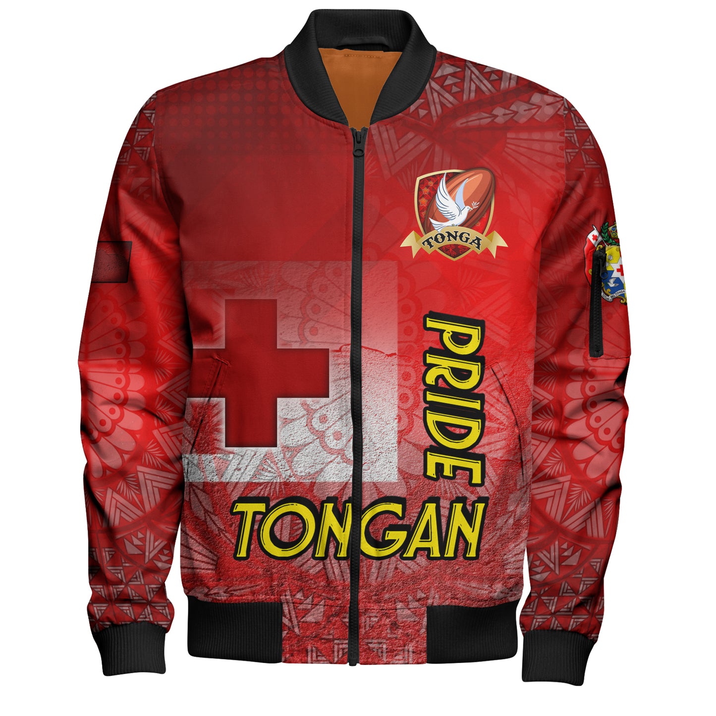 Tonga Custom Personalised Bomber Jacket Tongan Flag Rugby Pride Style