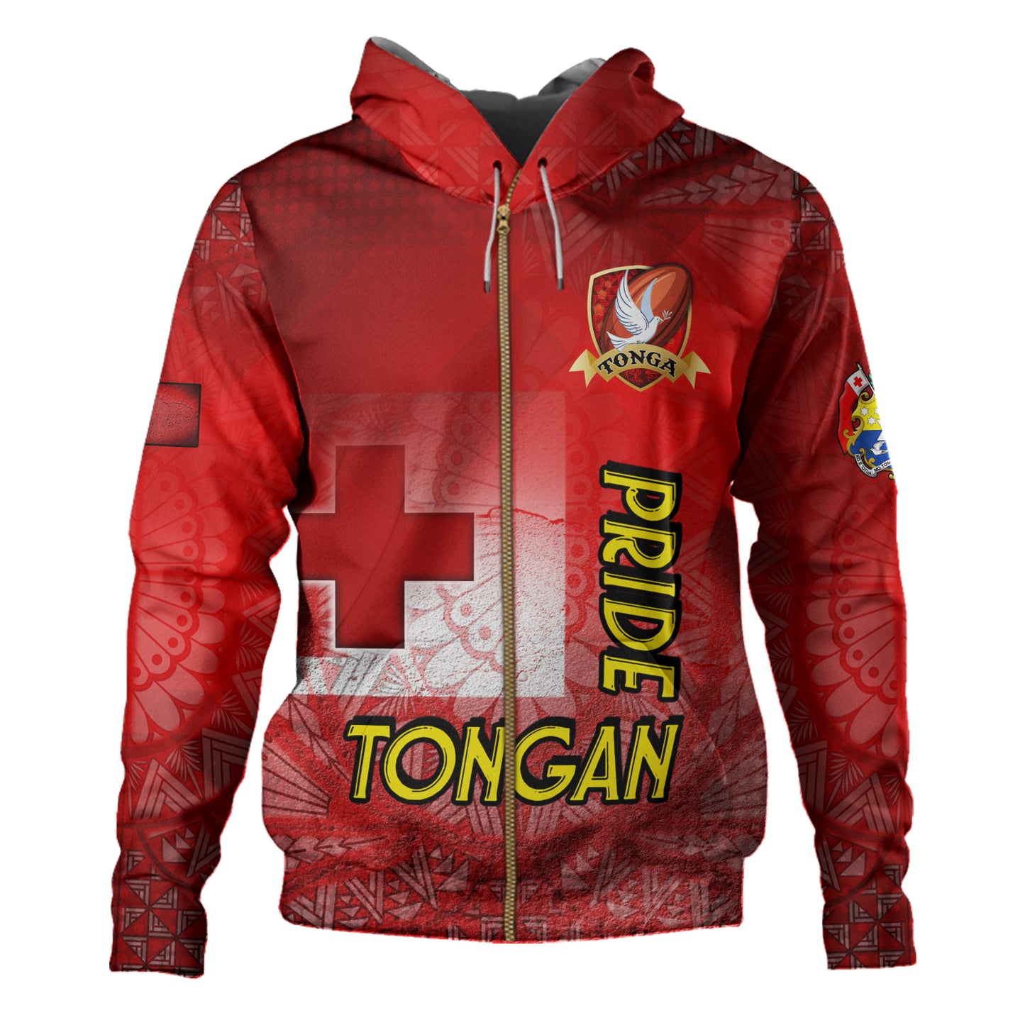 Tonga Custom Personalised Hoodie Tongan Flag Rugby Pride Style