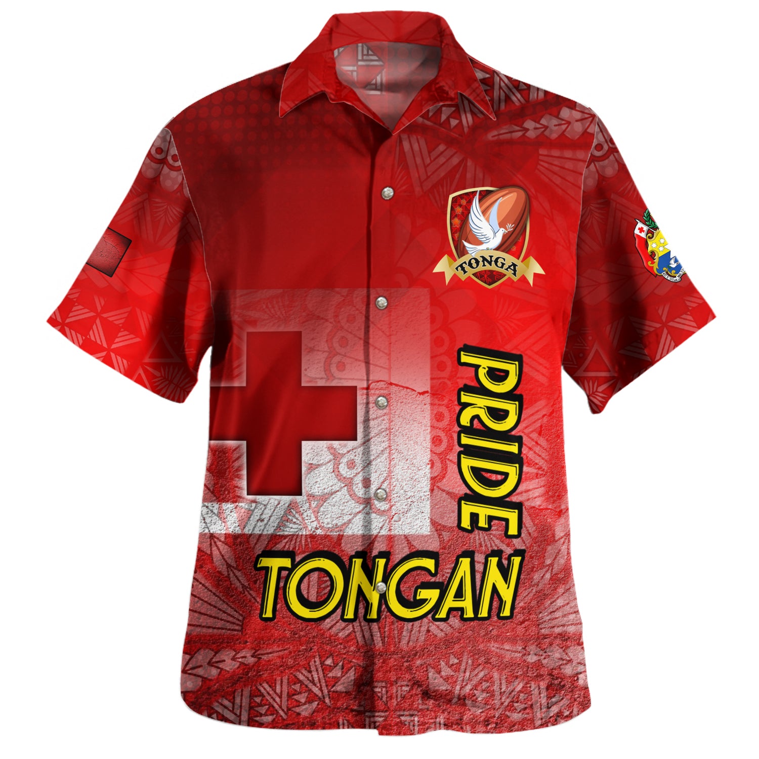 Tonga Custom Personalised Hawaiian Shirt Tongan Flag Rugby Pride Style