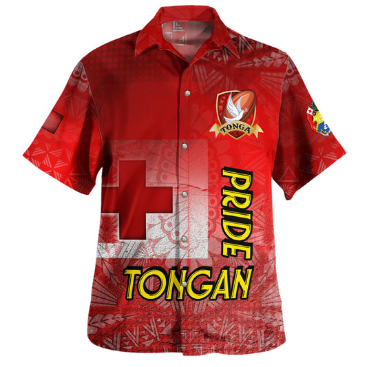 Tonga Custom Personalised Hawaiian Shirt Tongan Flag Rugby Pride Style