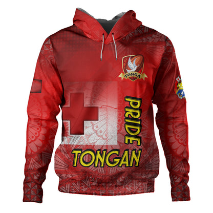 Tonga Custom Personalised Hoodie Tongan Flag Rugby Pride Style