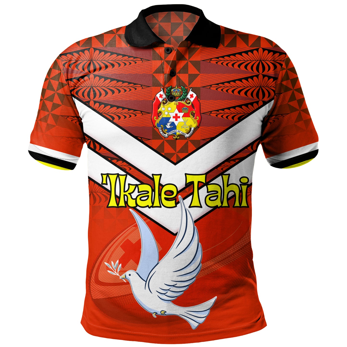 Tonga Polo Shirt Tonga Tradition Patterns With Rugby Ball