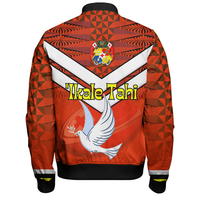 Tonga Bomber Jacket Tonga Tradition Patterns With Rugby Ball