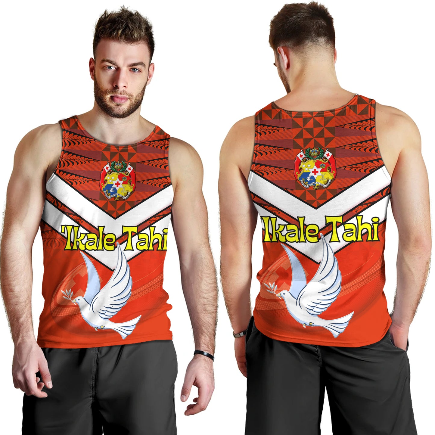 Tonga Tank Top Tonga Tradition Patterns With Rugby Ball