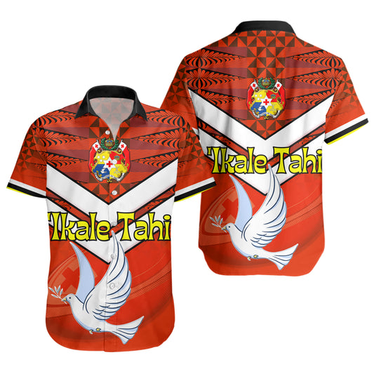 Tonga Short Sleeve Shirt Tonga Tradition Patterns With Rugby Ball