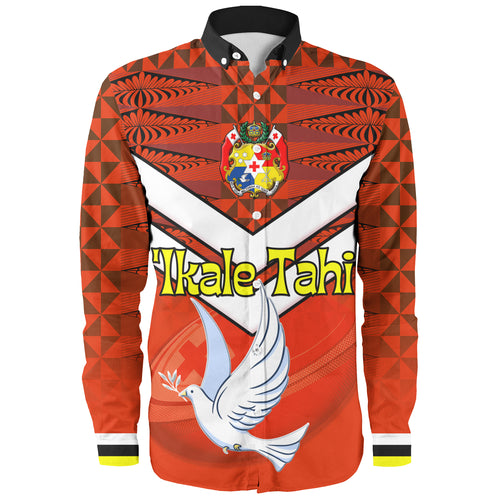 Tonga Long Sleeve Shirt Tonga Tradition Patterns With Rugby Ball