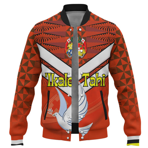 Tonga Baseball Jacket Tonga Tradition Patterns With Rugby Ball