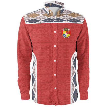 Tonga Long Sleeve Shirt Tribal Pattern Coat Of Arms Of Tonga