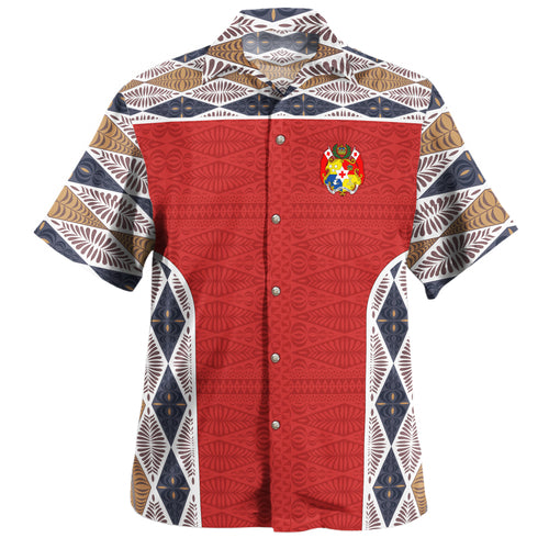 Tonga Hawaiian Shirt Tribal Pattern Coat Of Arms Of Tonga