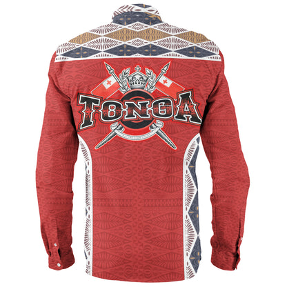 Tonga Long Sleeve Shirt Tribal Pattern Coat Of Arms Of Tonga