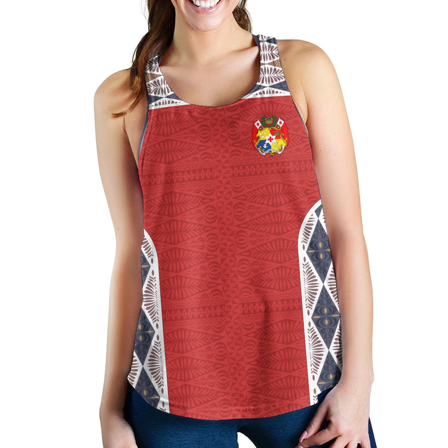 Tonga Women Tank Tribal Pattern Coat Of Arms Of Tonga