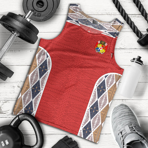 Tonga Tank Top Tribal Pattern Coat Of Arms Of Tonga