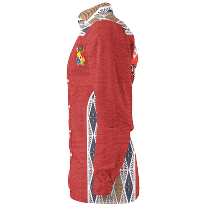 Tonga Long Sleeve Shirt Tribal Pattern Coat Of Arms Of Tonga