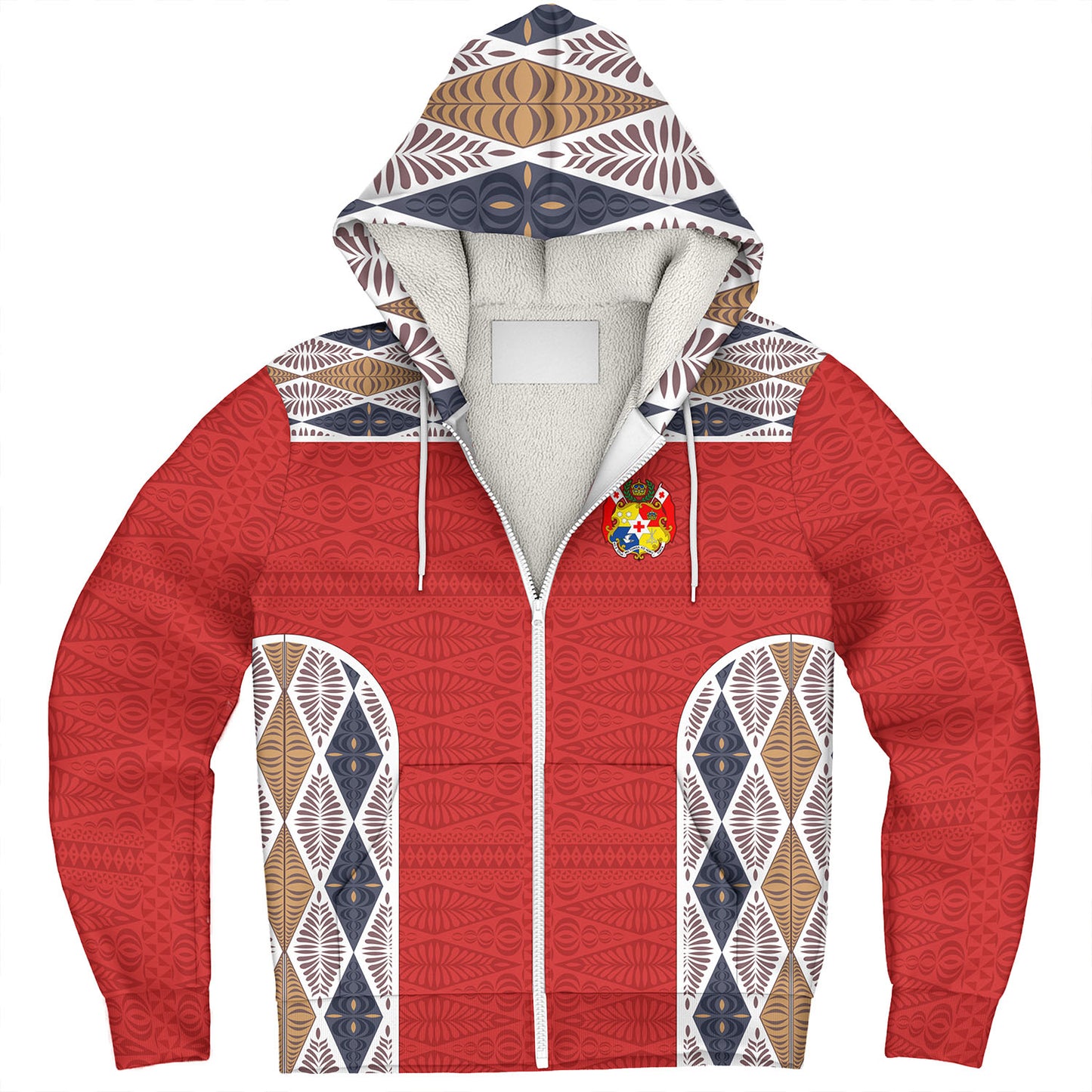 Tonga Sherpa Hoodie Tribal Pattern Coat Of Arms Of Tonga