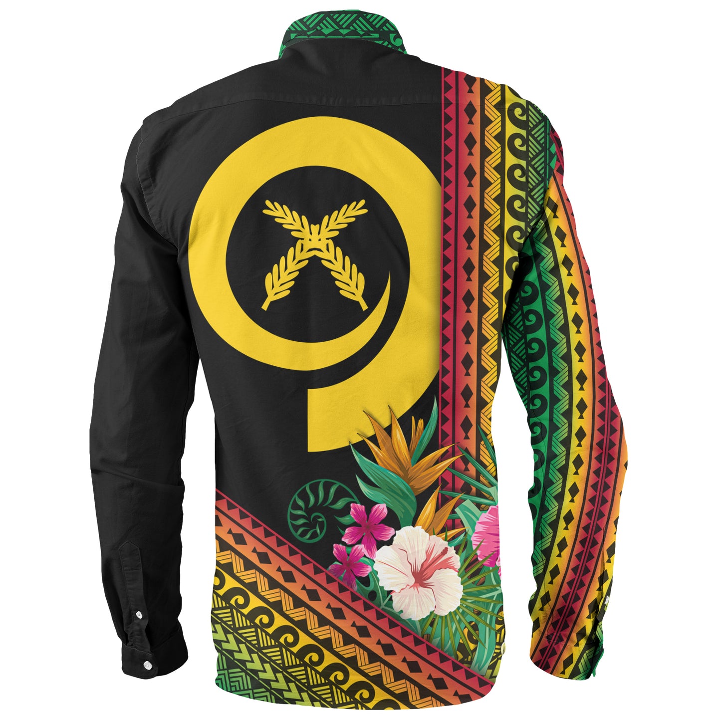 Vanuatu Long Sleeve Shirt Polynesia Pattern With Tropical Flower