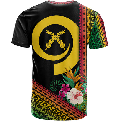 Vanuatu T-Shirt Polynesia Pattern With Tropical Flower