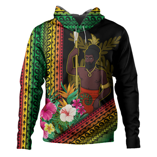 Vanuatu Hoodie Polynesia Pattern With Tropical Flower