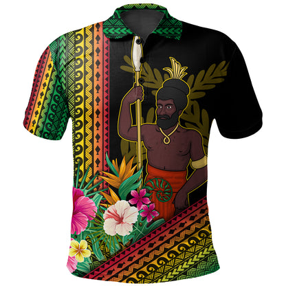 Vanuatu Polo Shirt Polynesia Pattern With Tropical Flower