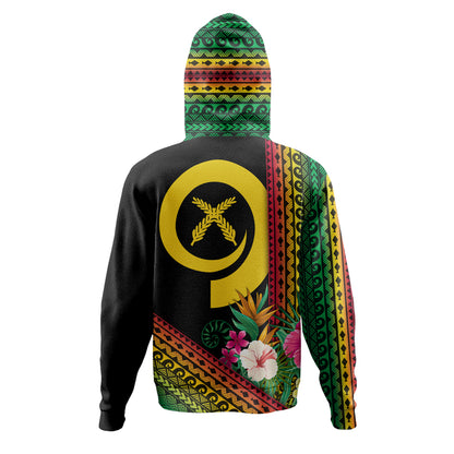 Vanuatu Hoodie Polynesia Pattern With Tropical Flower