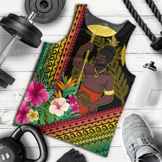 Vanuatu Tank Top Polynesia Pattern With Tropical Flower