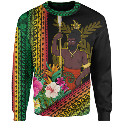 Vanuatu Sweatshirt Polynesia Pattern With Tropical Flower