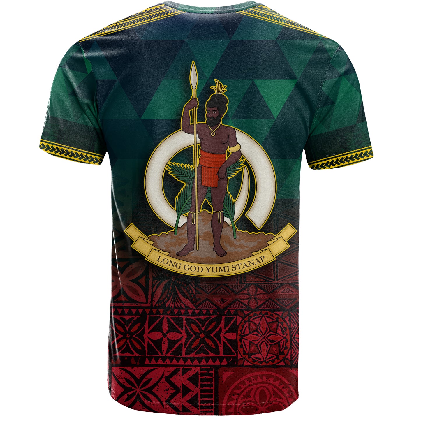 Vanuatu T-Shirt Lowpolly Pattern with Polynesian Motif
