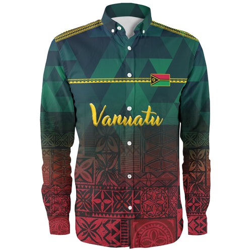 Vanuatu Long Sleeve Shirt Lowpolly Pattern with Polynesian Motif
