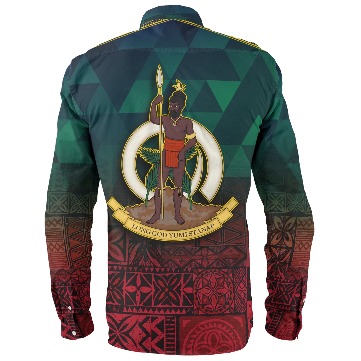 Vanuatu Long Sleeve Shirt Lowpolly Pattern with Polynesian Motif