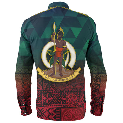 Vanuatu Long Sleeve Shirt Lowpolly Pattern with Polynesian Motif