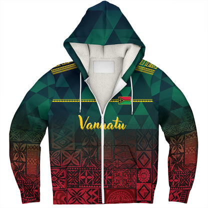 Vanuatu Sherpa Hoodie Lowpolly Pattern with Polynesian Motif