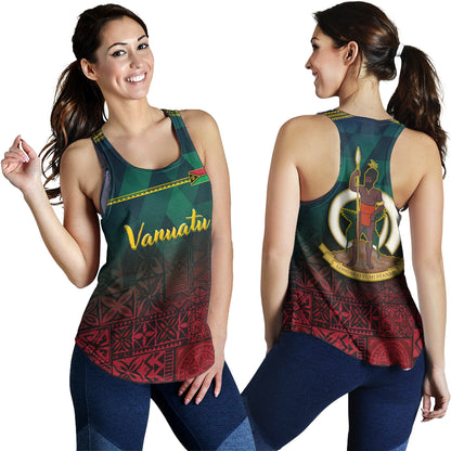 Vanuatu Women Tank Lowpolly Pattern with Polynesian Motif
