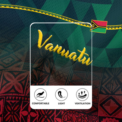 Vanuatu Rugby Jersey Lowpolly Pattern with Polynesian Motif