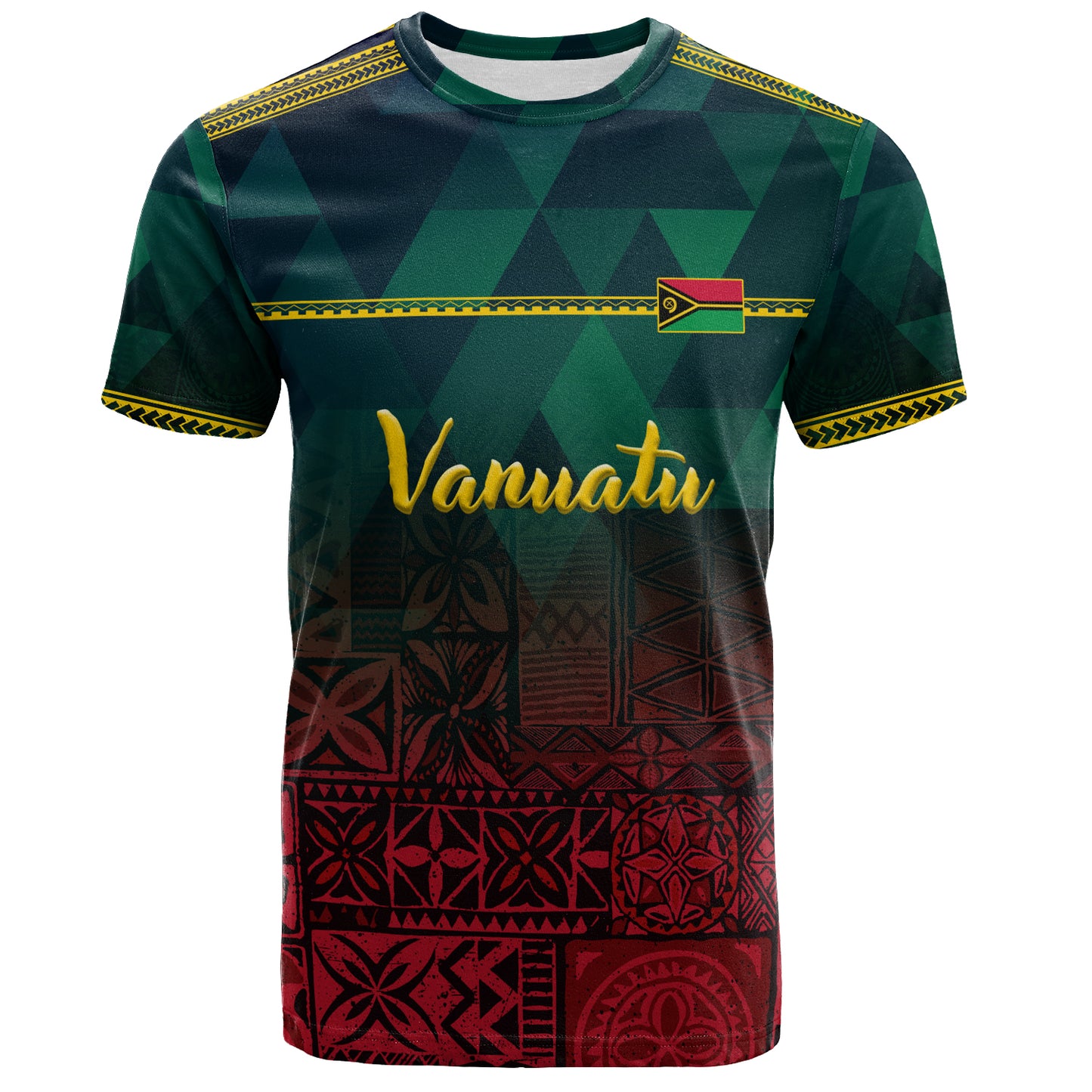 Vanuatu T-Shirt Lowpolly Pattern with Polynesian Motif